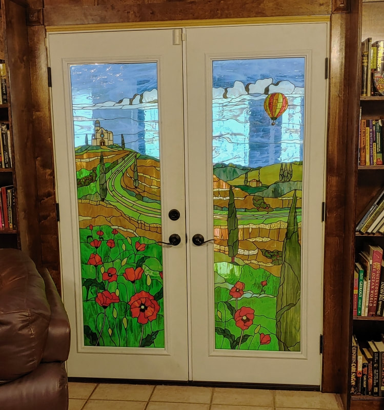 Tuscany Vista Stained Glass French Doors